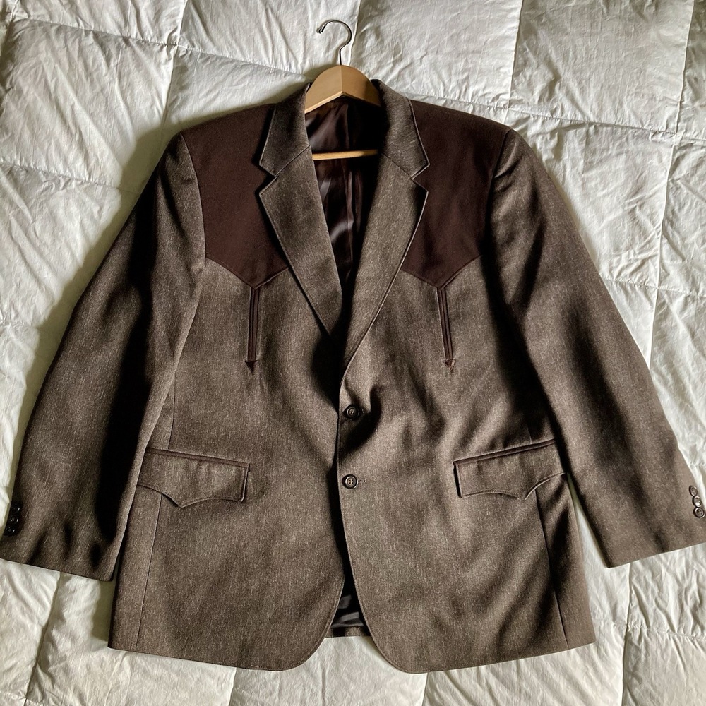 Circle S Boise Western Suit Coat Jacket Chestnut Brown Mens 48R Cowboy Rodeo EUC - Picture 2 of 16